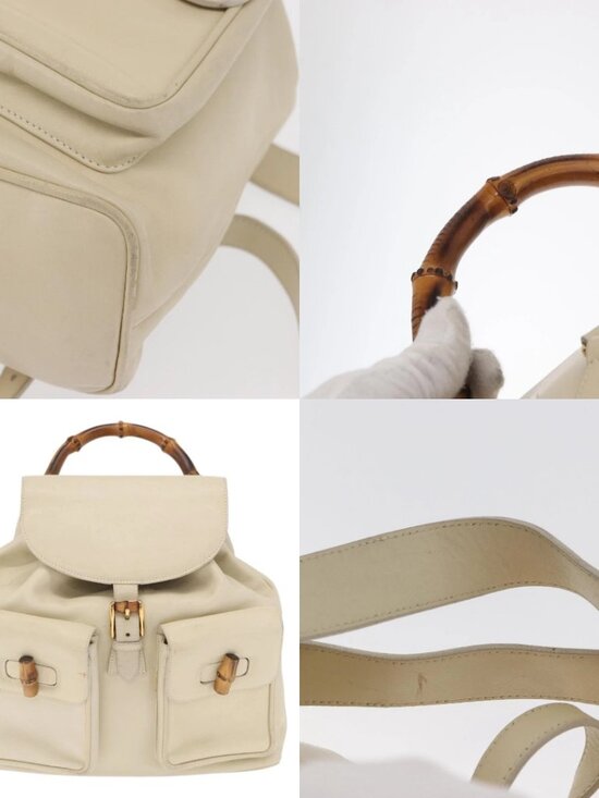GUCCI Bamboo Backpack Leather Ivory Gold 003 2058 0016 Auth 166281 main image 6